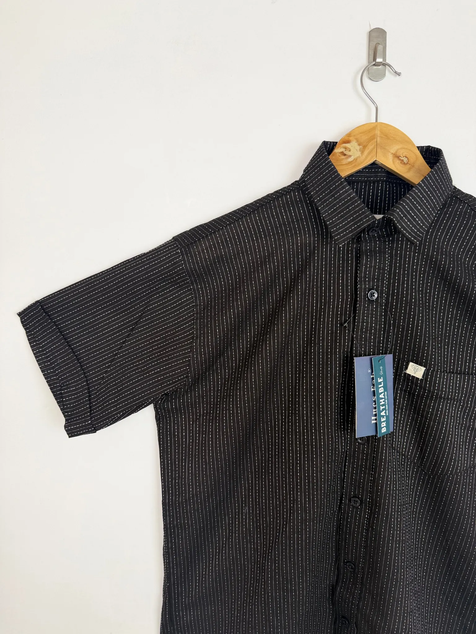 Black kantha Half Sleeves Shirt