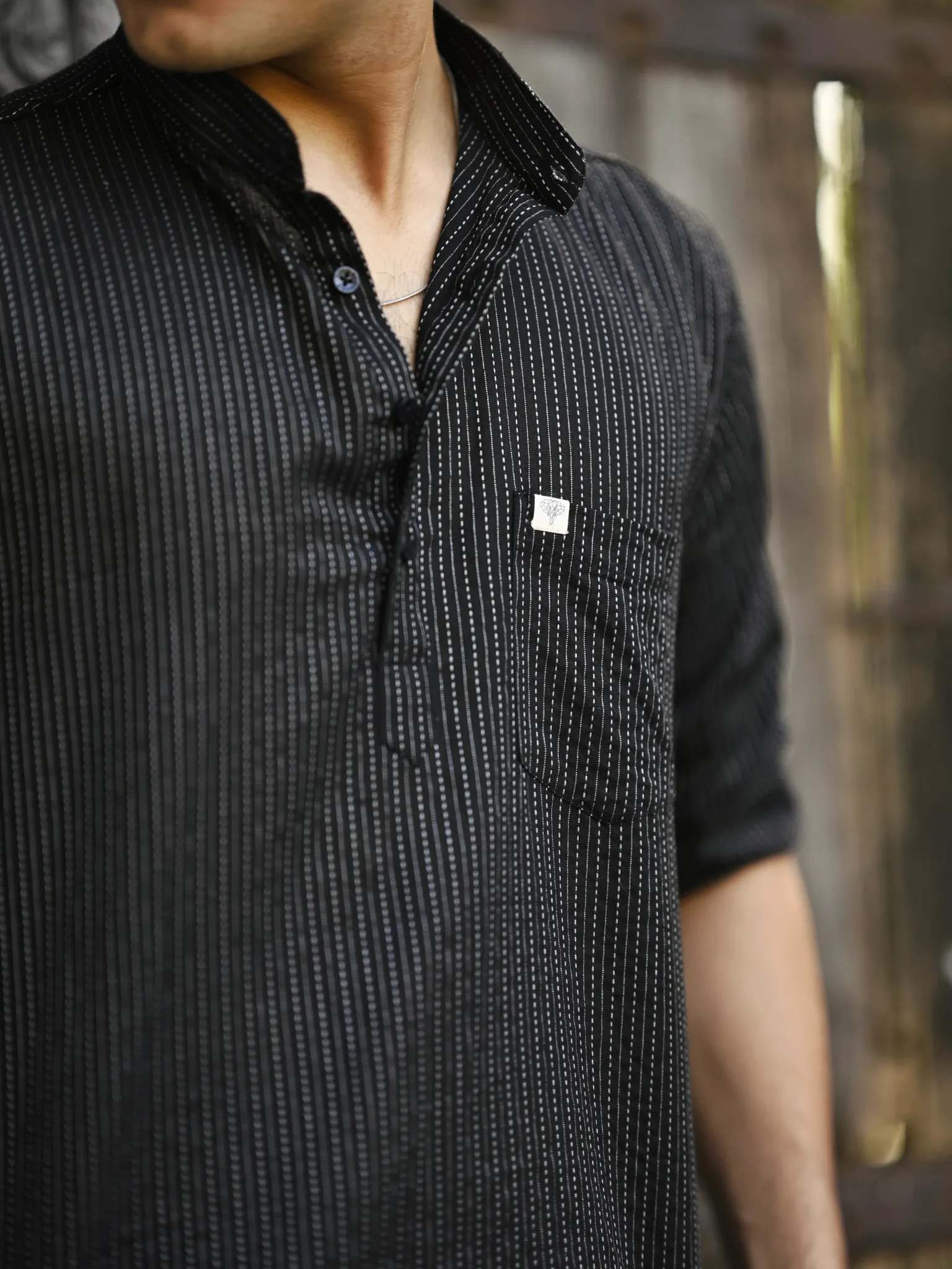 Black Kantha Short Kurta - Image 2
