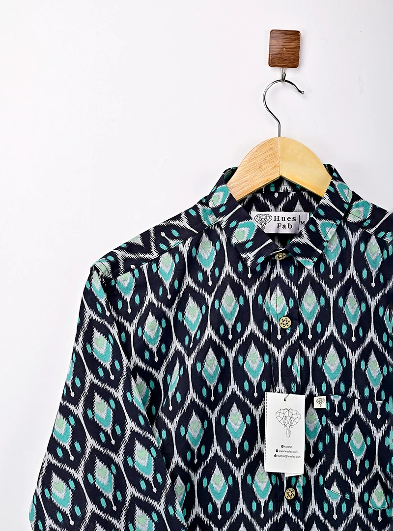 Black Peacock Printed Full Sleeves Shirt