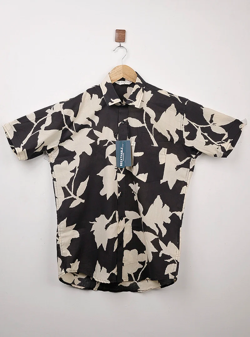 Black Petal Half Sleeves Shirt - Image 2