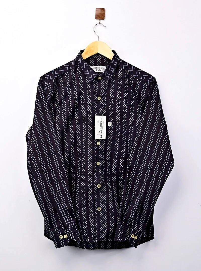 Black – White Stripes Full Sleeves Shirt - Image 2