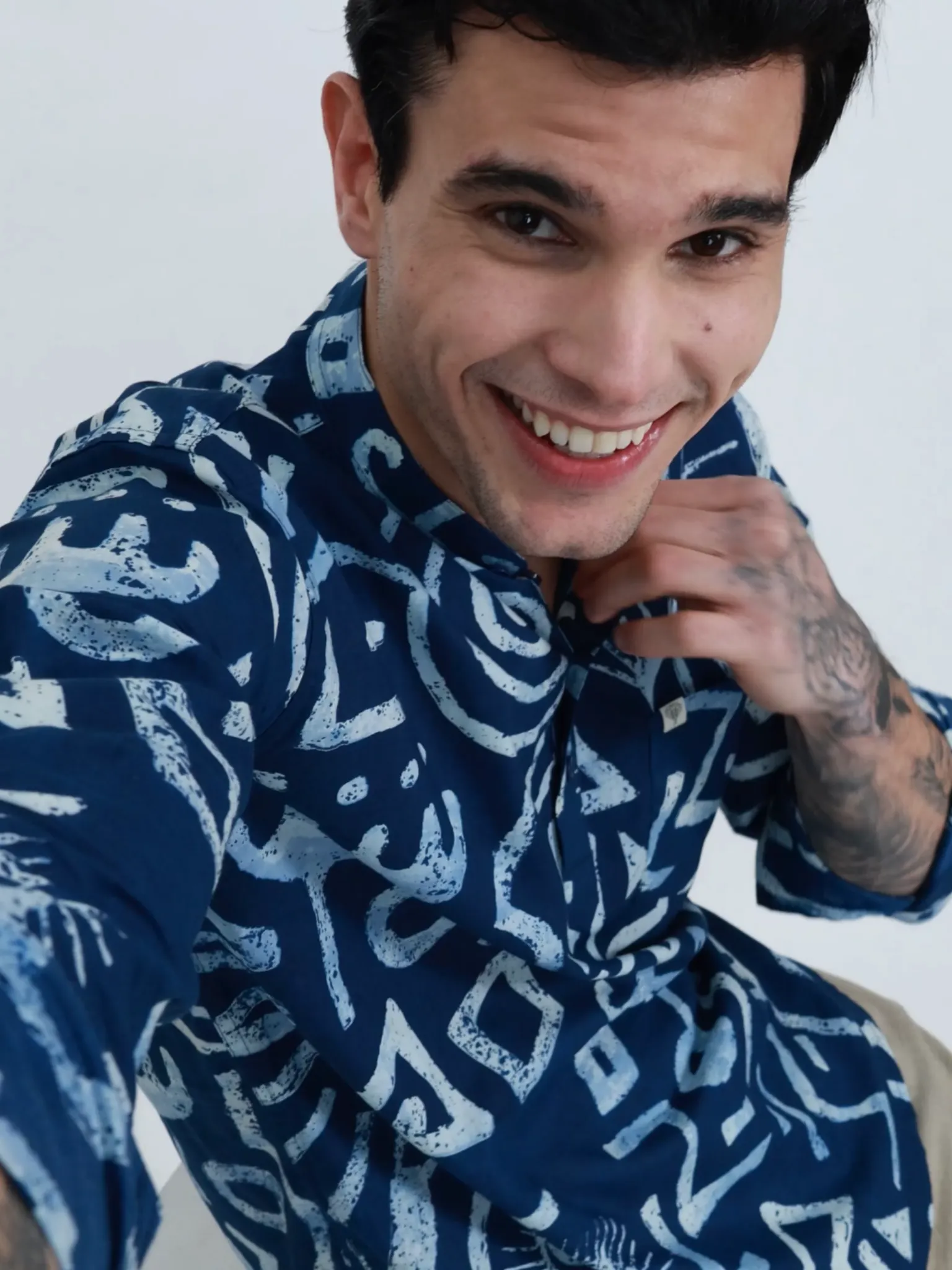 Blue Celestial Printed Short Kurta - Image 4