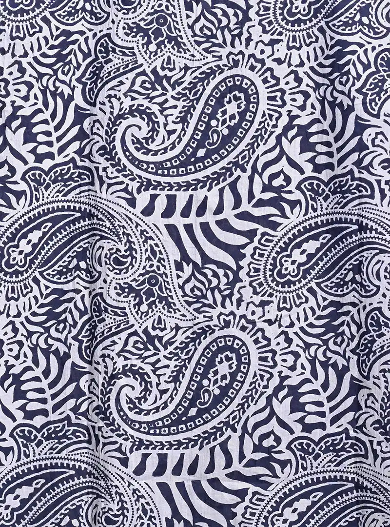 Blue paisley Cuban Collar Resort Shirt - Image 4