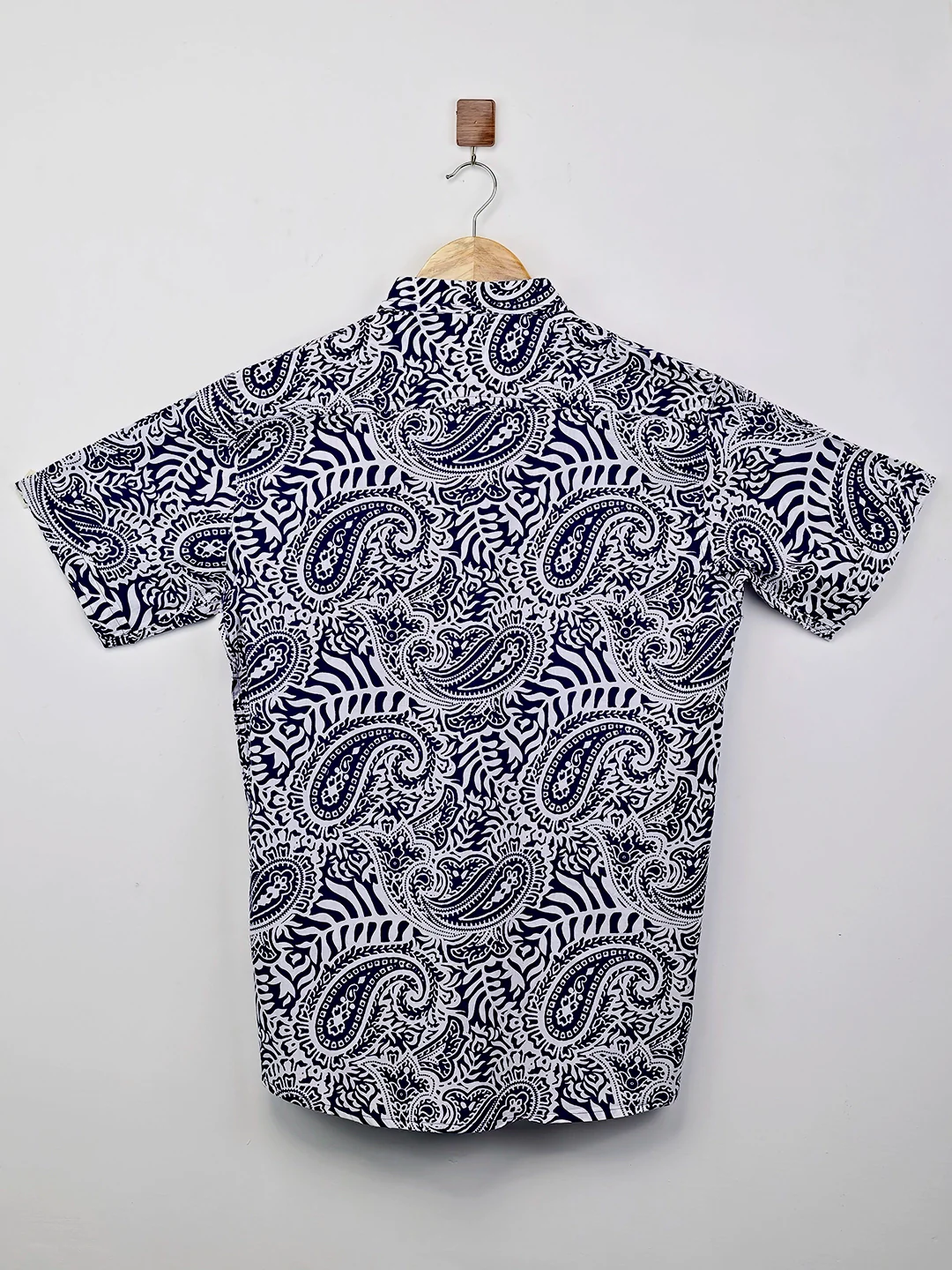 Blue Paisley Printed Half Sleeve Shirt - Image 3