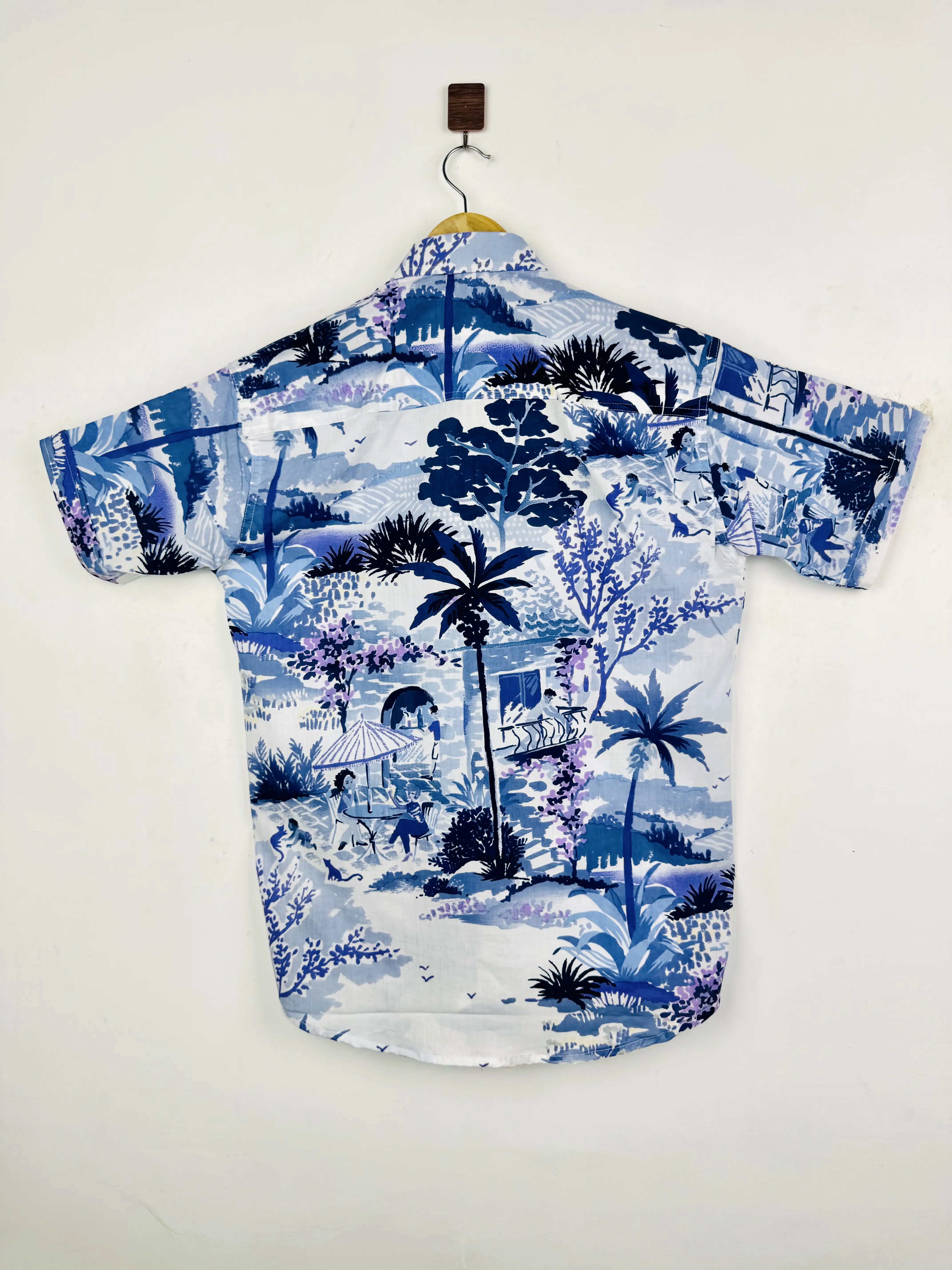 Blue Palm Retreat Half Sleeves Shirt - Image 3