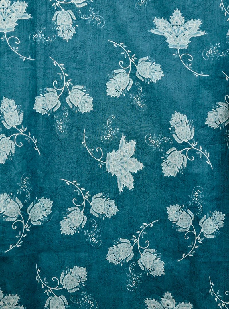 blue white flowers short kurta - Image 5