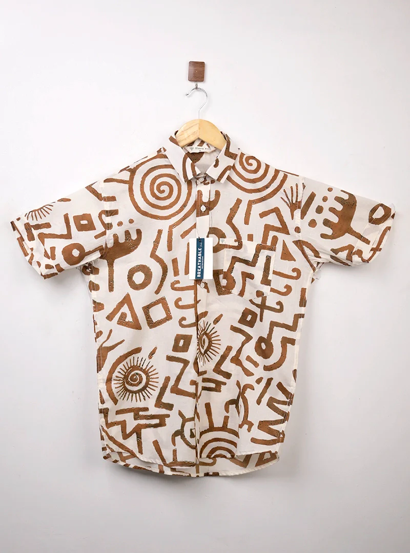 Brown Celestial Half Sleeves Shirt - Image 2