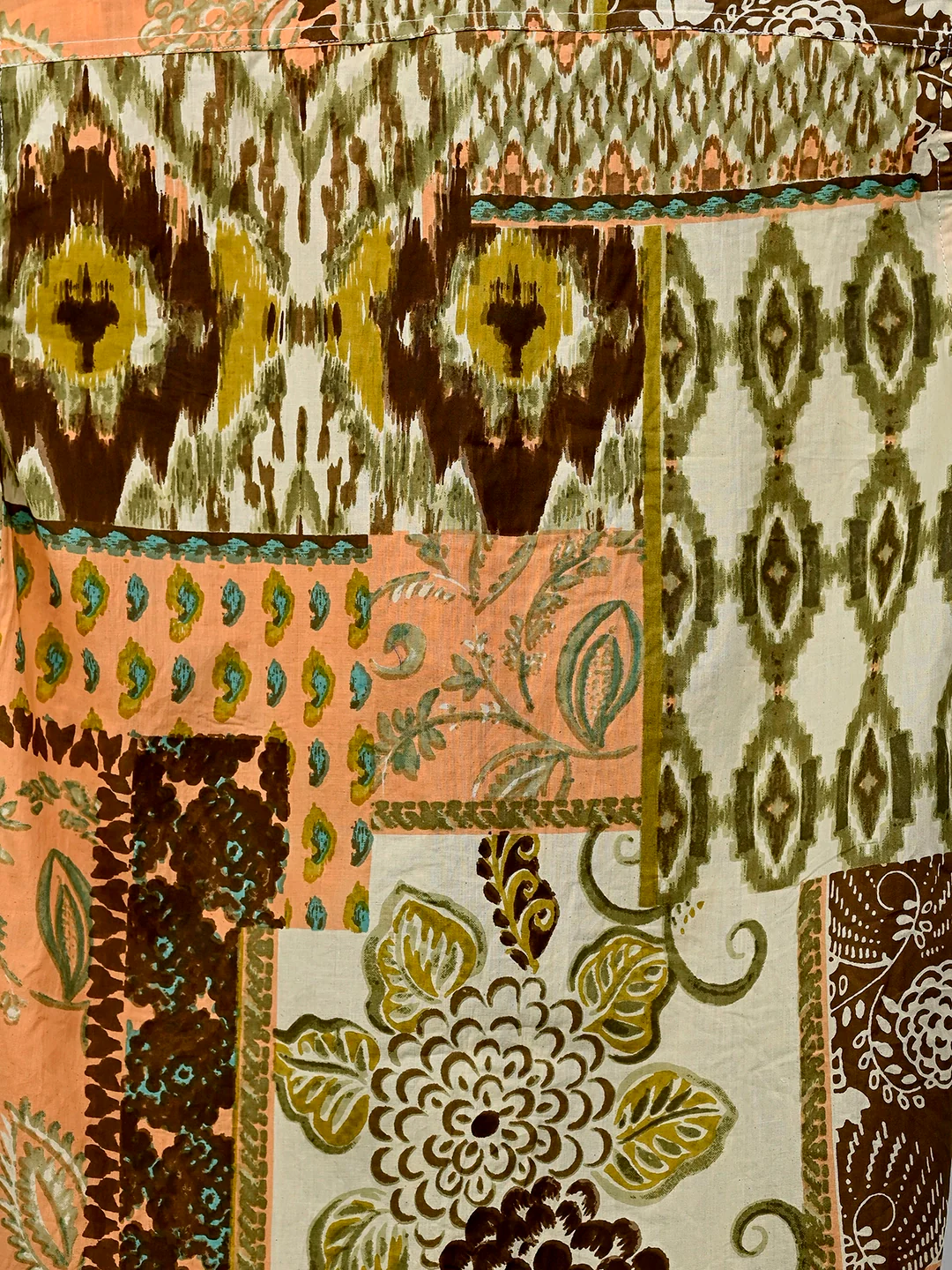 Brown Patchwork Half-Sleeves Shirt - Image 4
