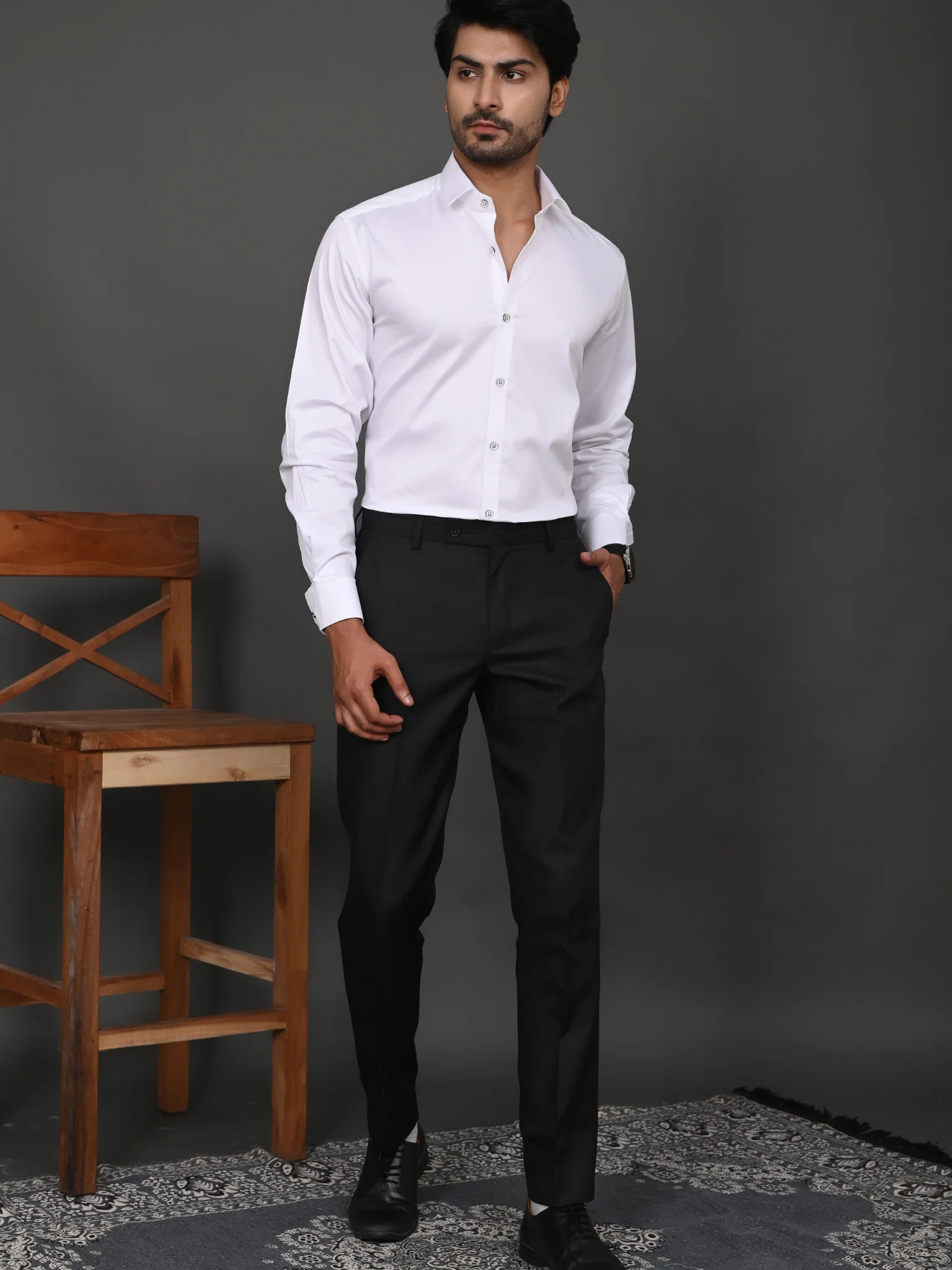 Classic White Elite Satin Shirt - Image 4