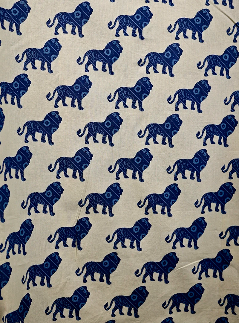 Cream – Blue Lion Printed Short Kurta - Image 4