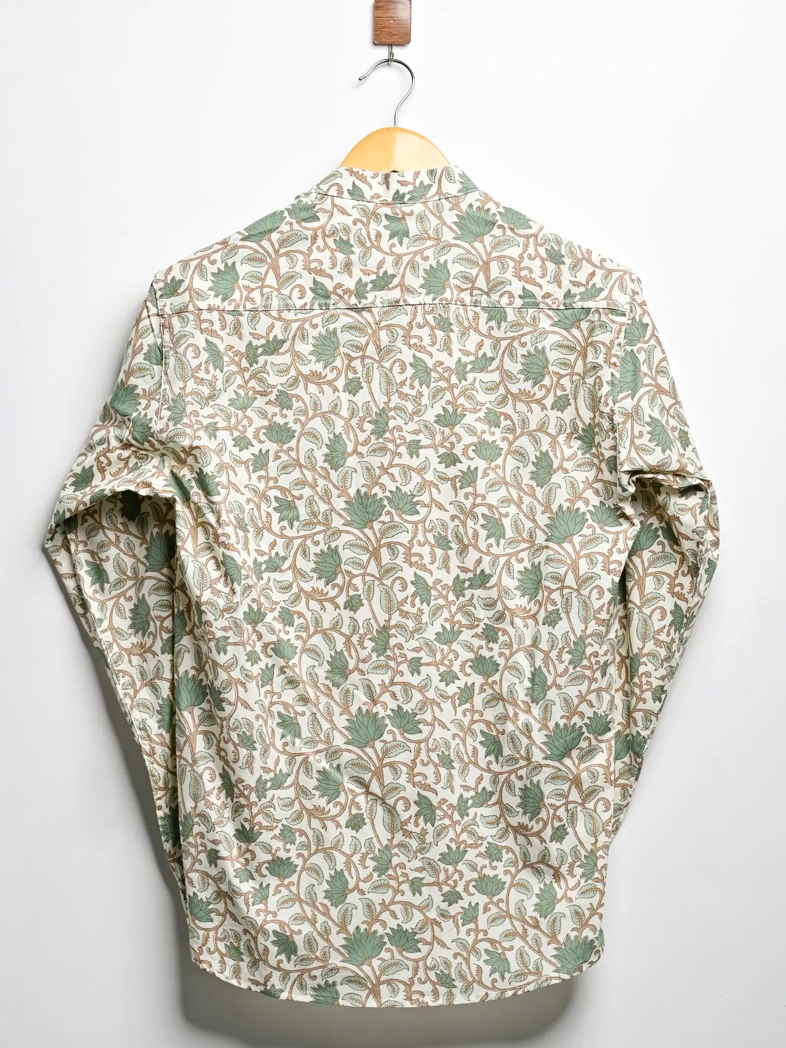 cream green floral short kurta - Image 3