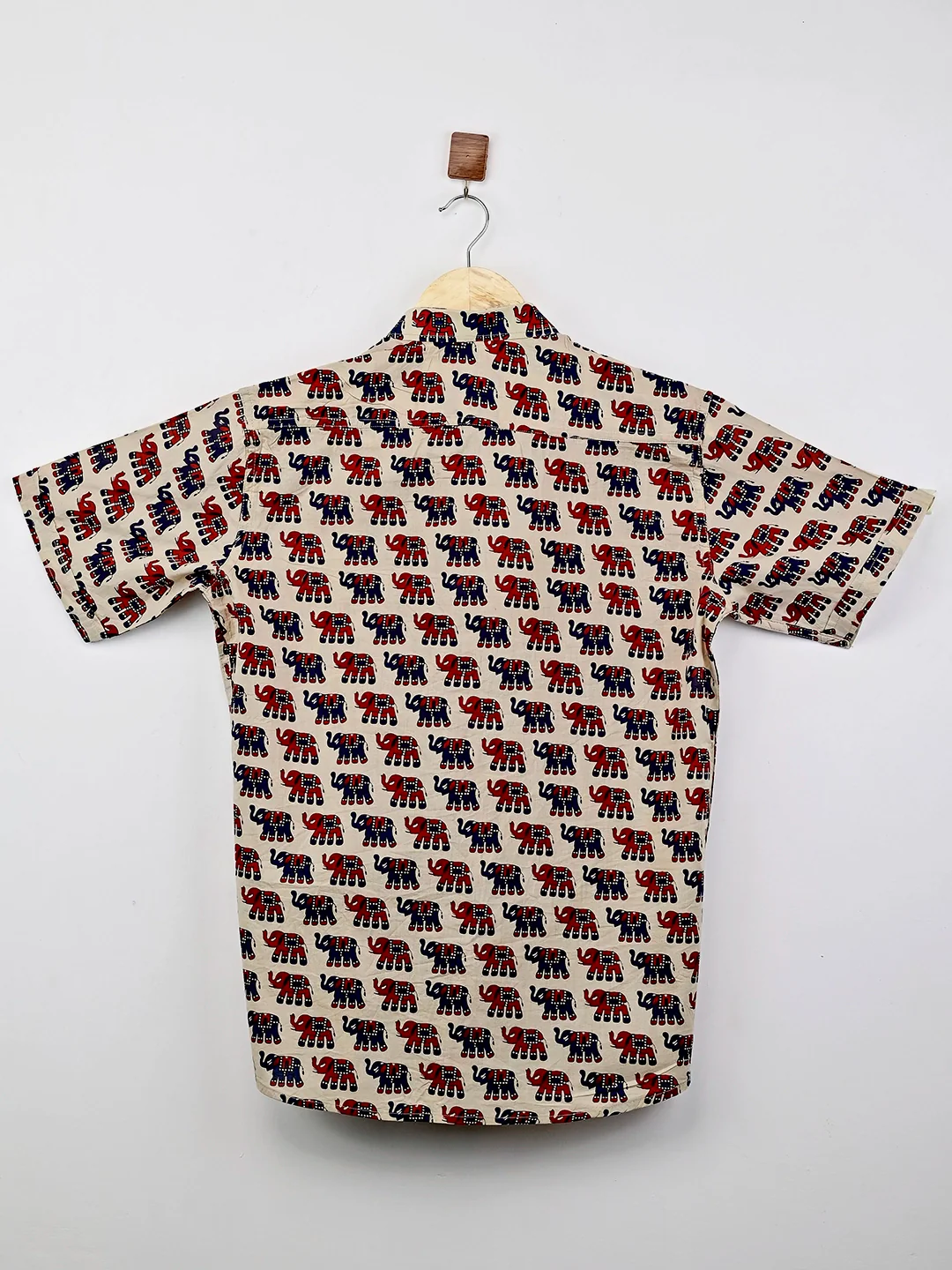 Cream & Multi Colour Elephant Half Sleeves Shirt - Image 3