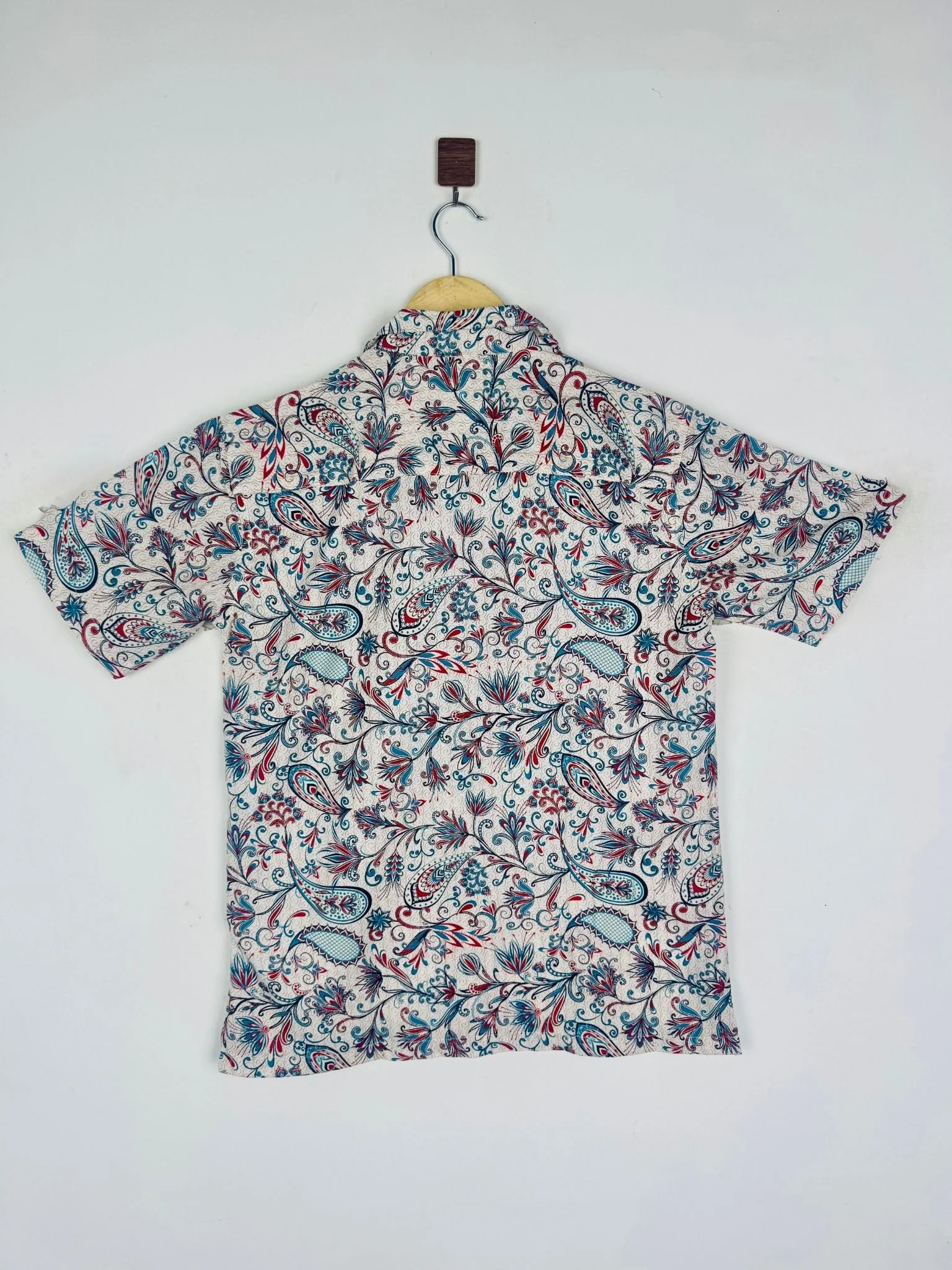 Cream Royal Paisley Cuban Collar Shirt - Image 3