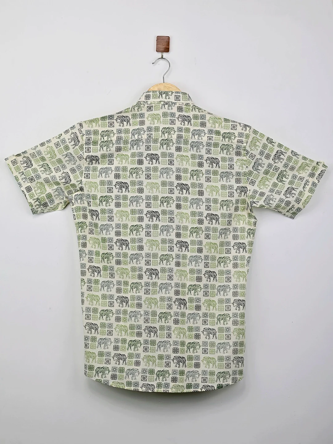 Green Multicolor Elephant Half Sleeves Shirt - Image 3