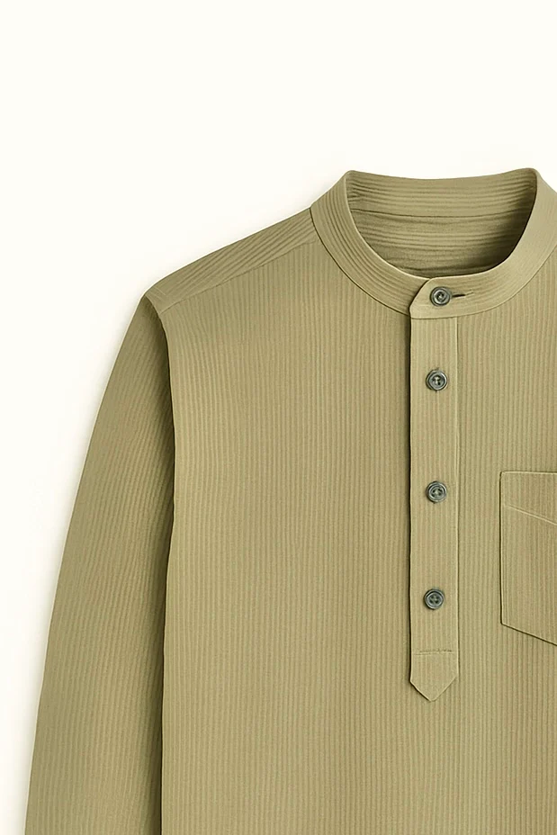 Light Olive Corduroy Short Kurta - Image 3