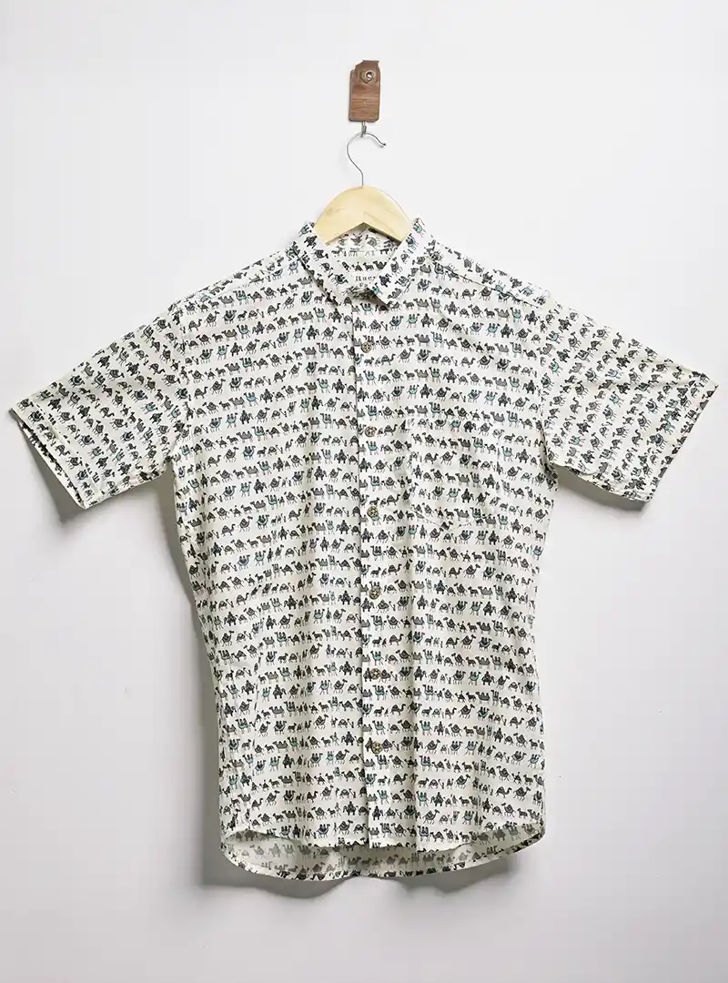 multicolor micro camel half sleeves shirt - Image 2