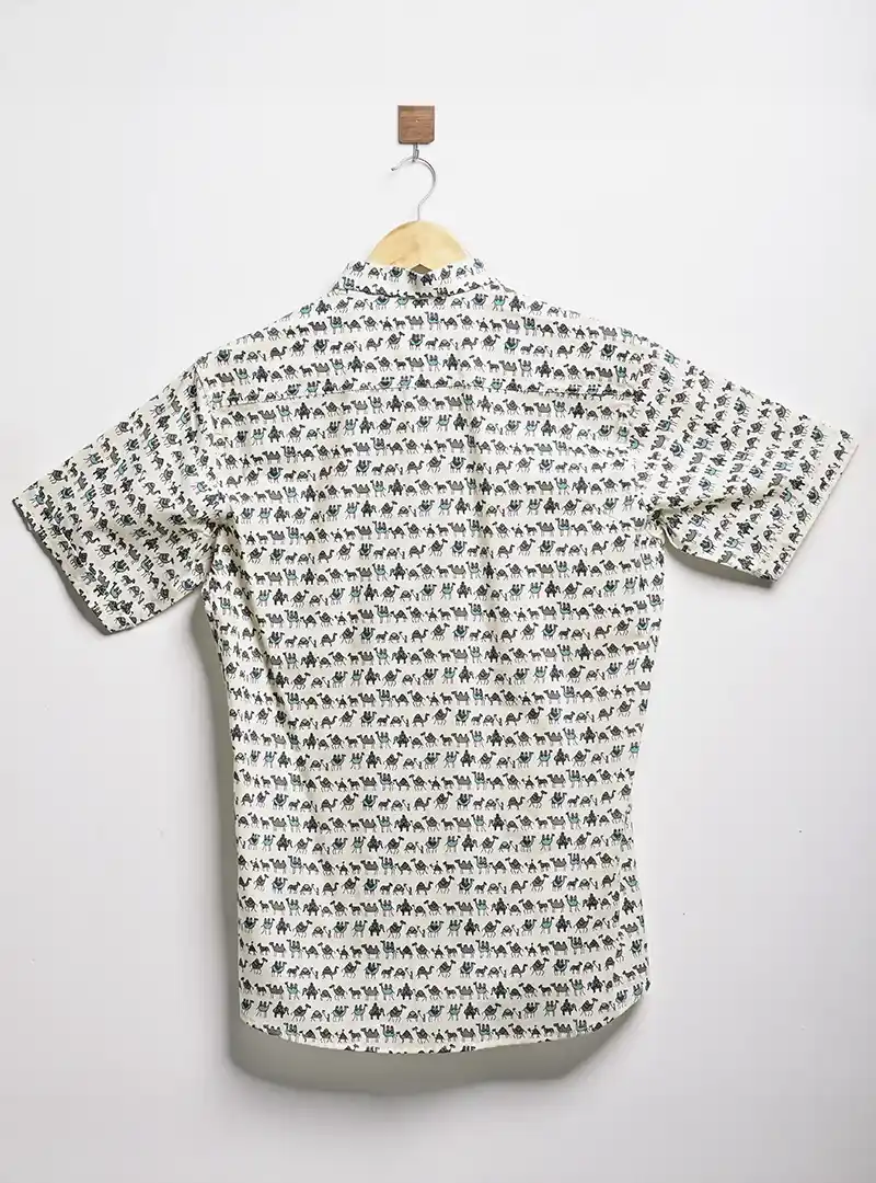 multicolor micro camel half sleeves shirt - Image 3