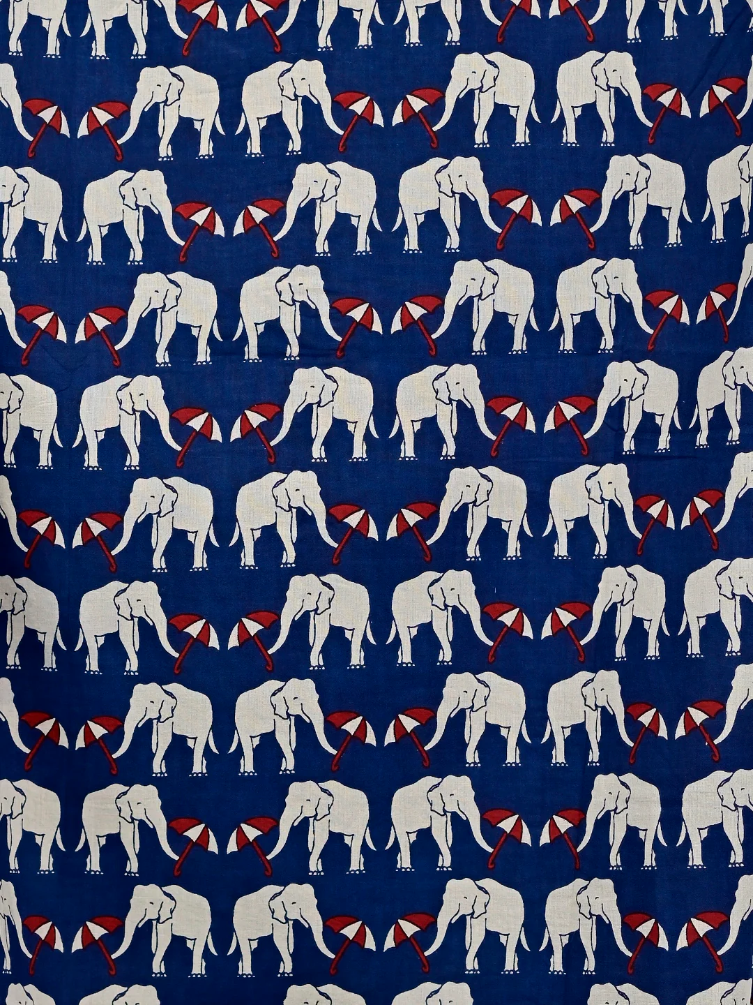 Navy Blue Elephant Umbrella Printed Short Kurta - Image 6