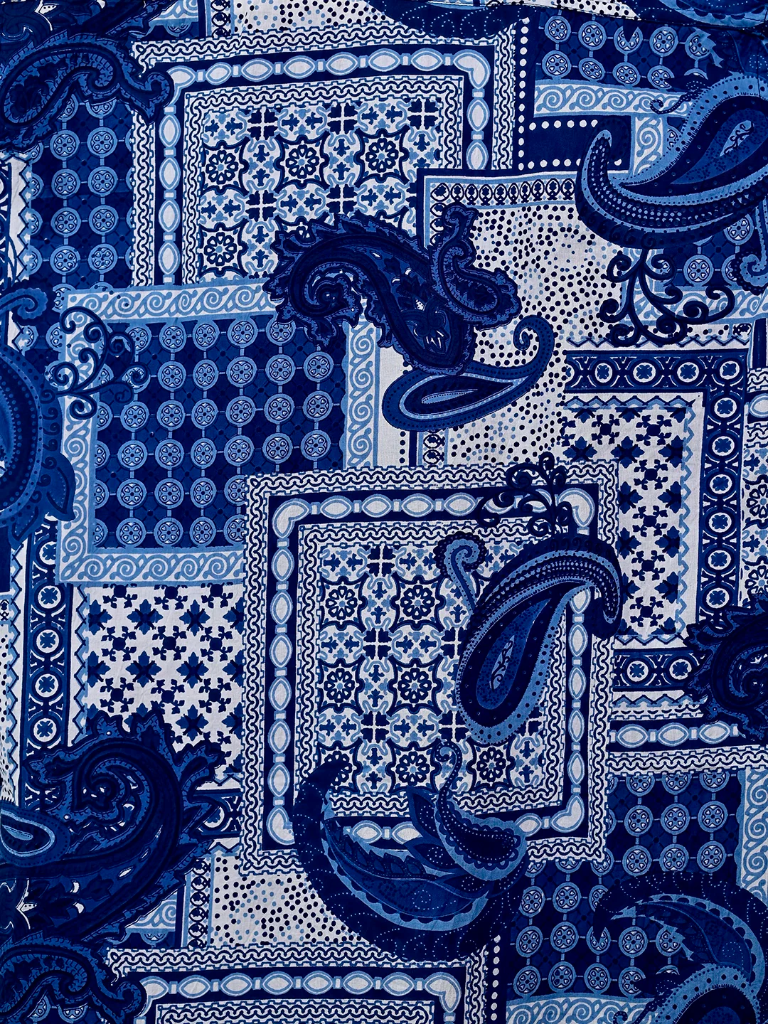 Navy Blue Patchwork Half-SleevesShirt - Image 4