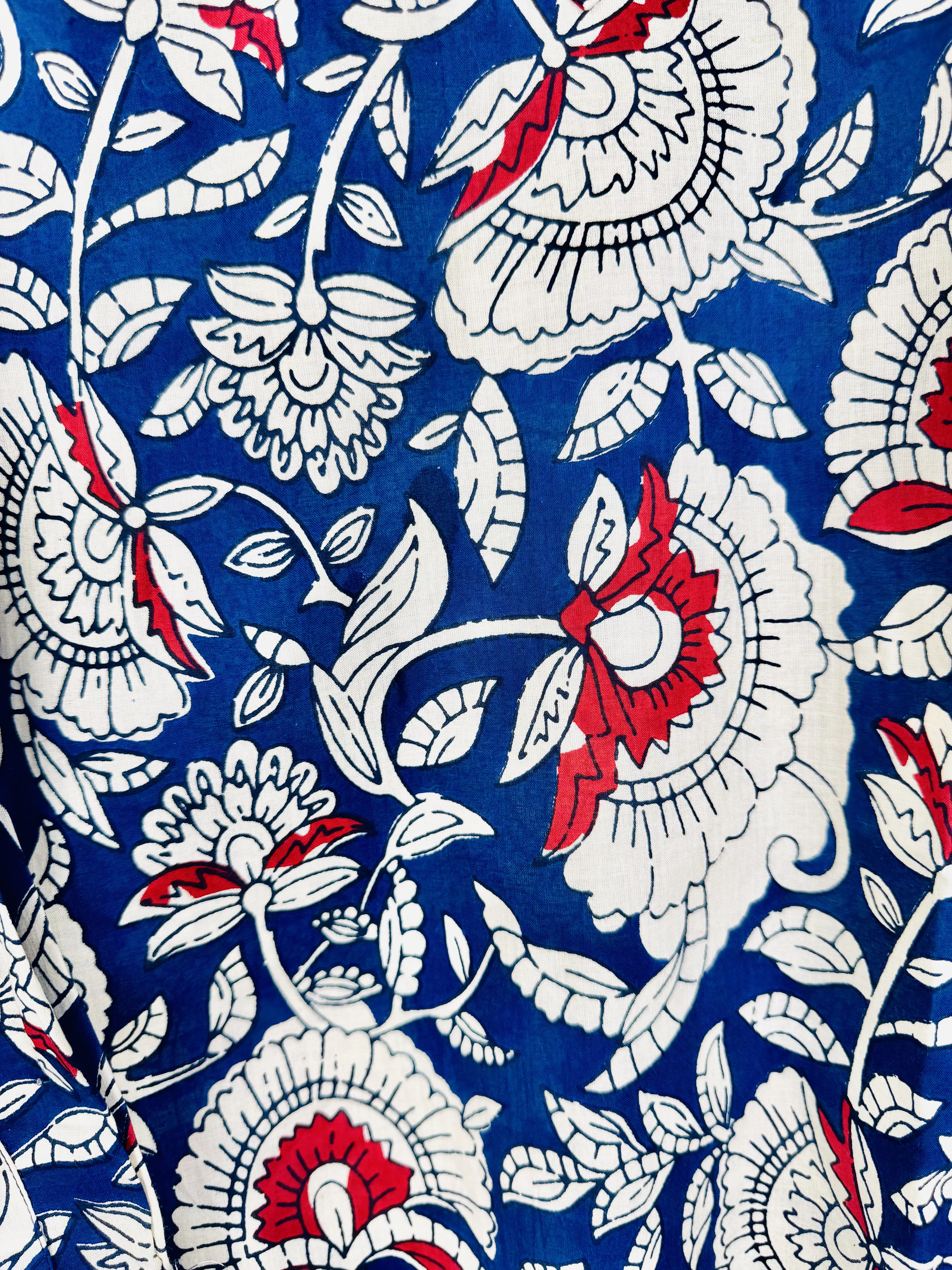 Navy Cream Floral printed short kurta - Image 3