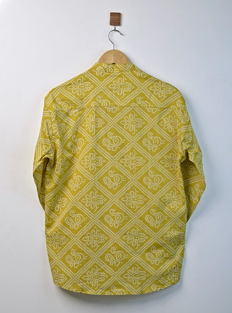 Olive Green Bandej Printed short kurta - Image 3
