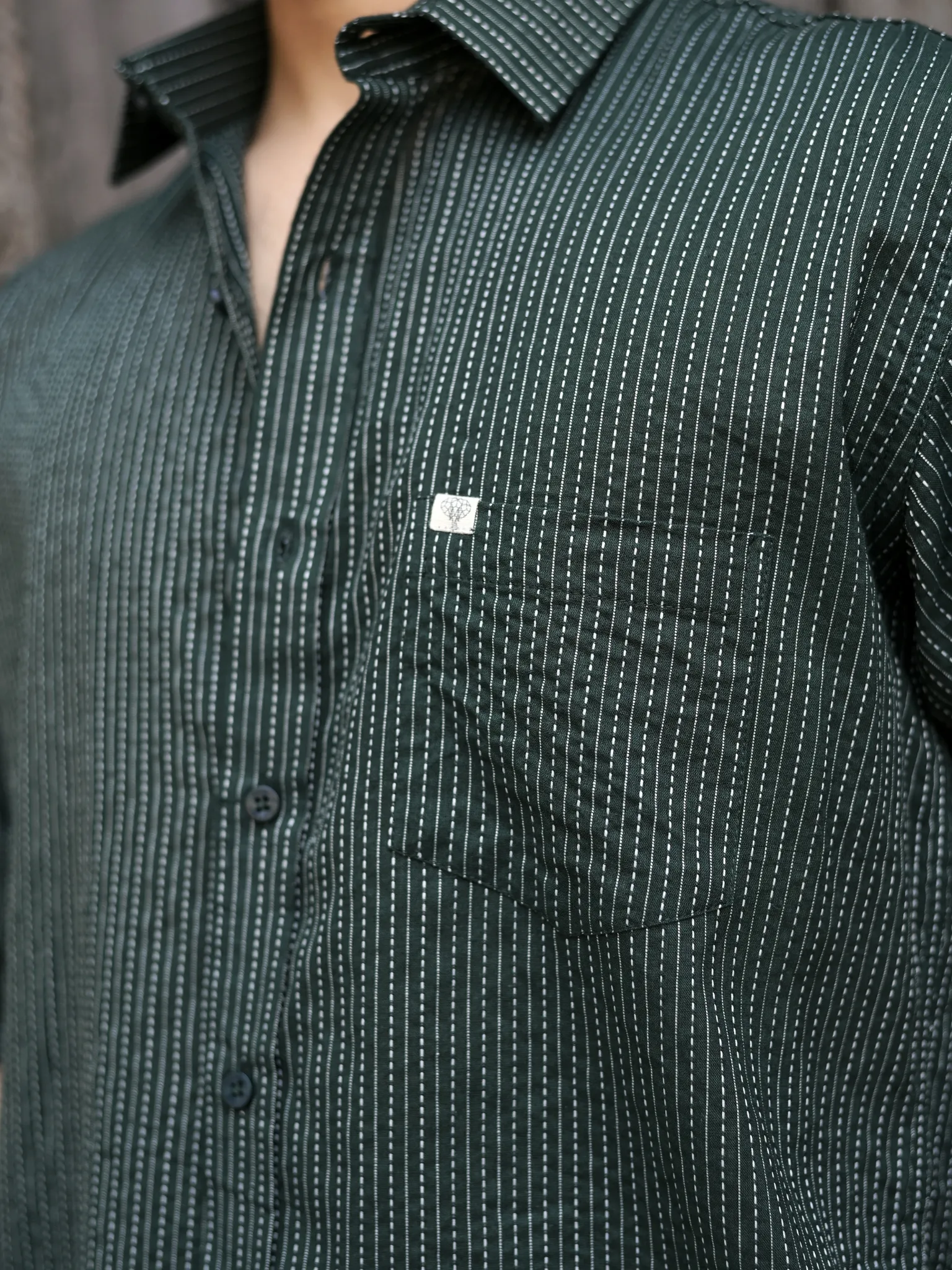 Olive kantha Full Sleeves Shirt - Image 2
