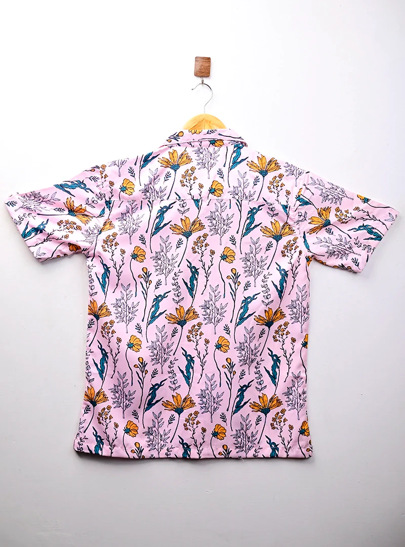 Pink Floral Cuban Collar Resort Shirt - Image 3