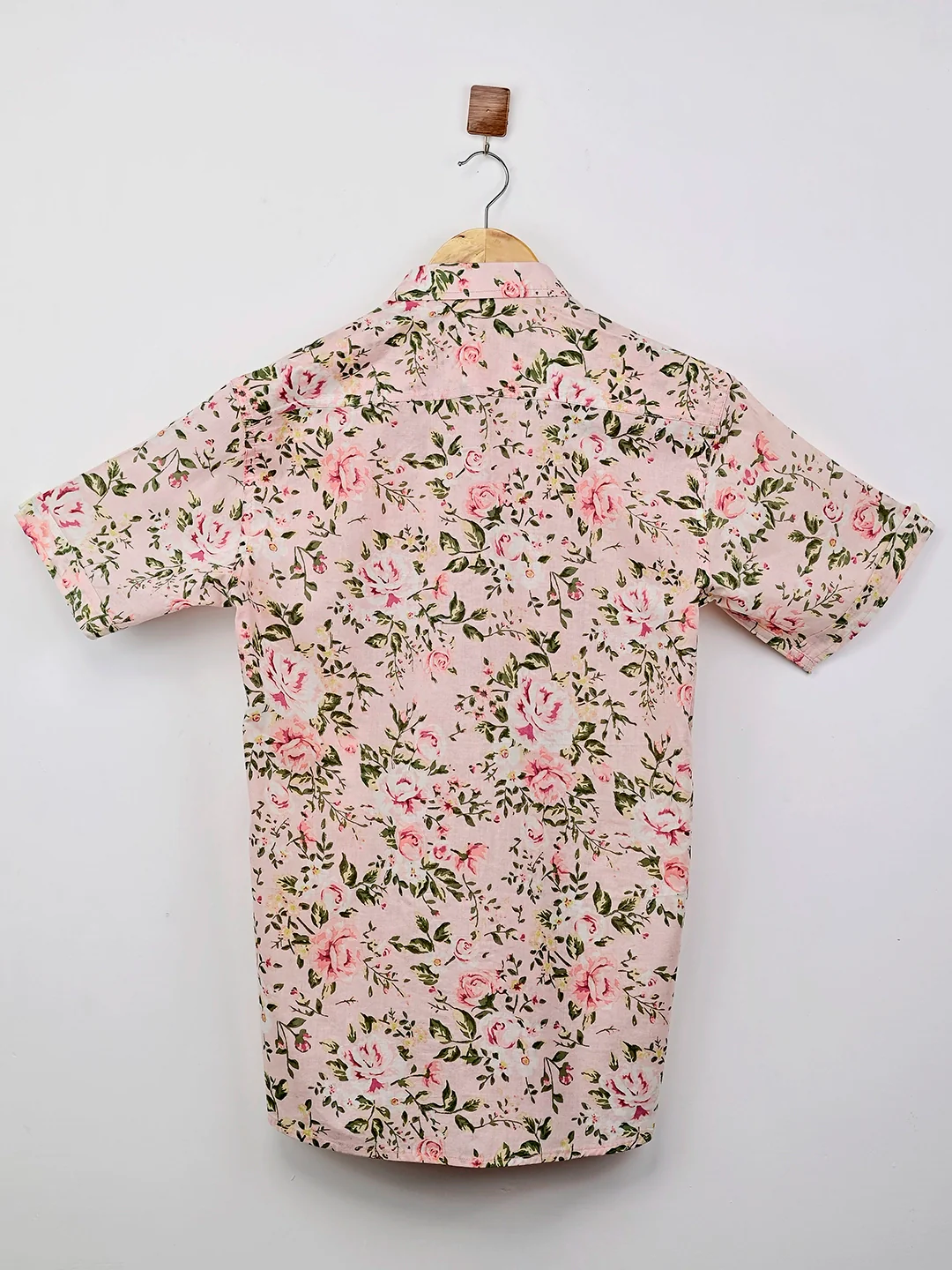 Pink Floral Printed Half Sleeves Shirt - Image 3
