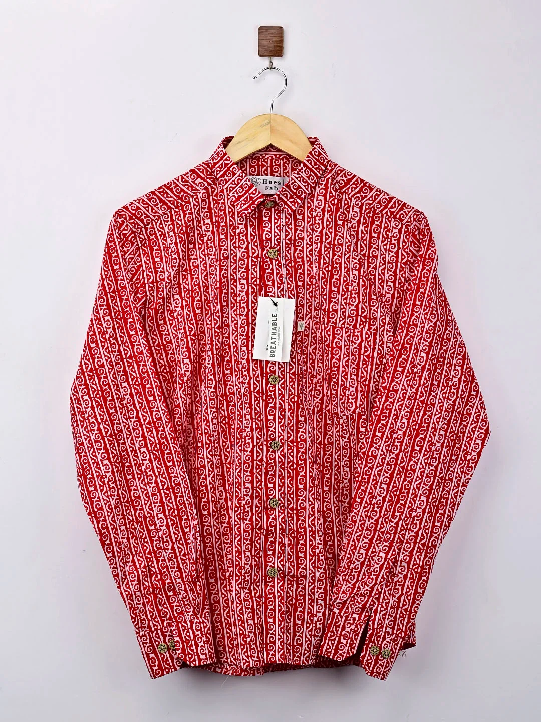 Red White Printed Full Sleeves Shirt - Image 2