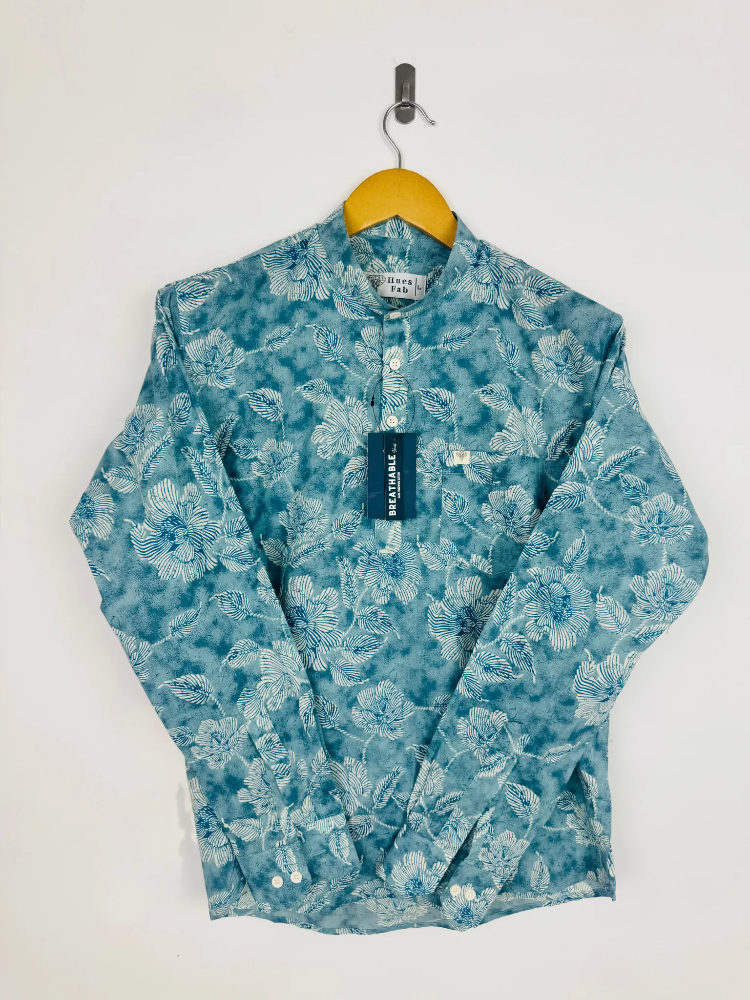 Sky Blue Tiedye floral Printed short kurta - Image 2