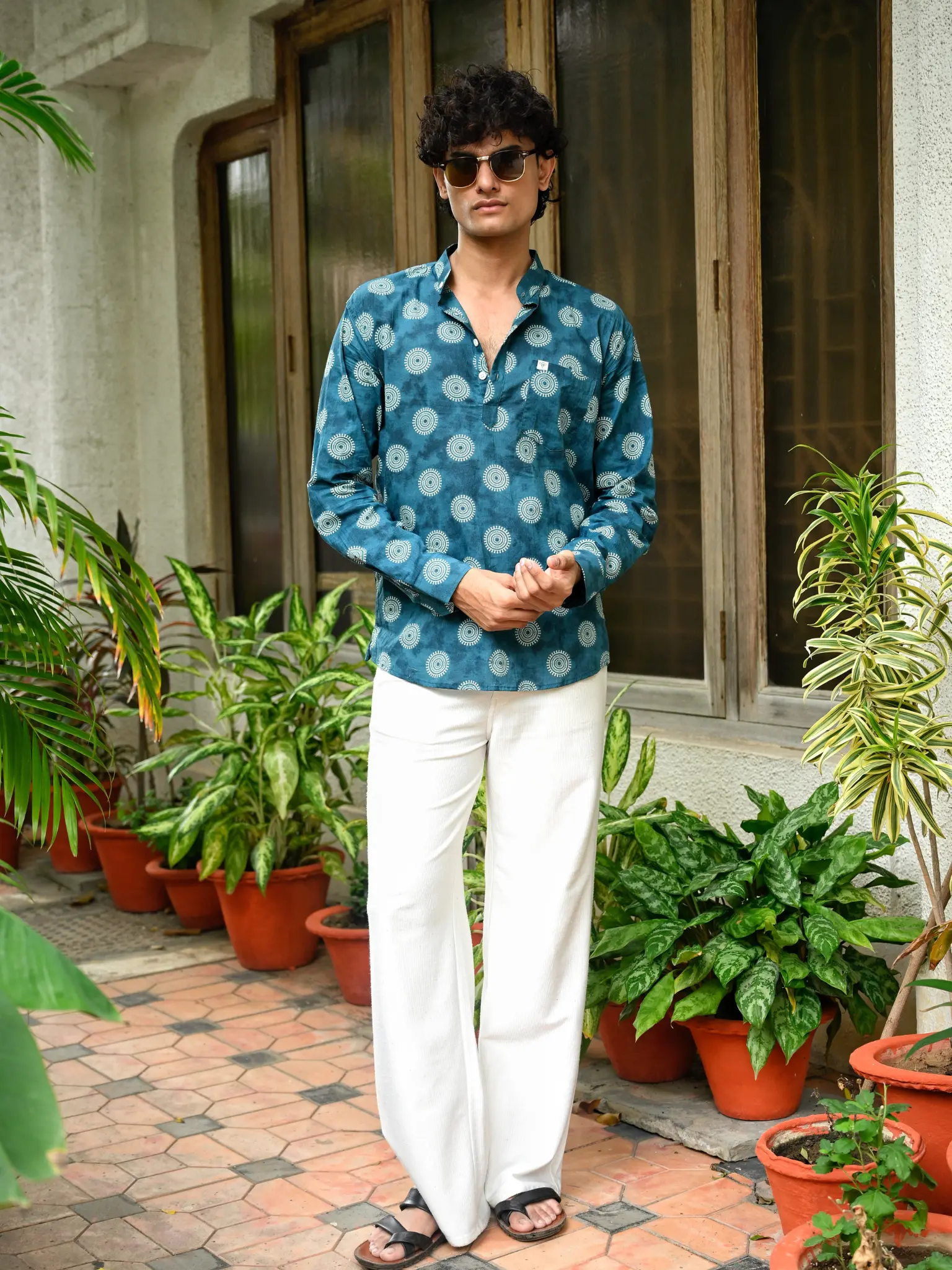 Teal Orbit short kurta - Image 2