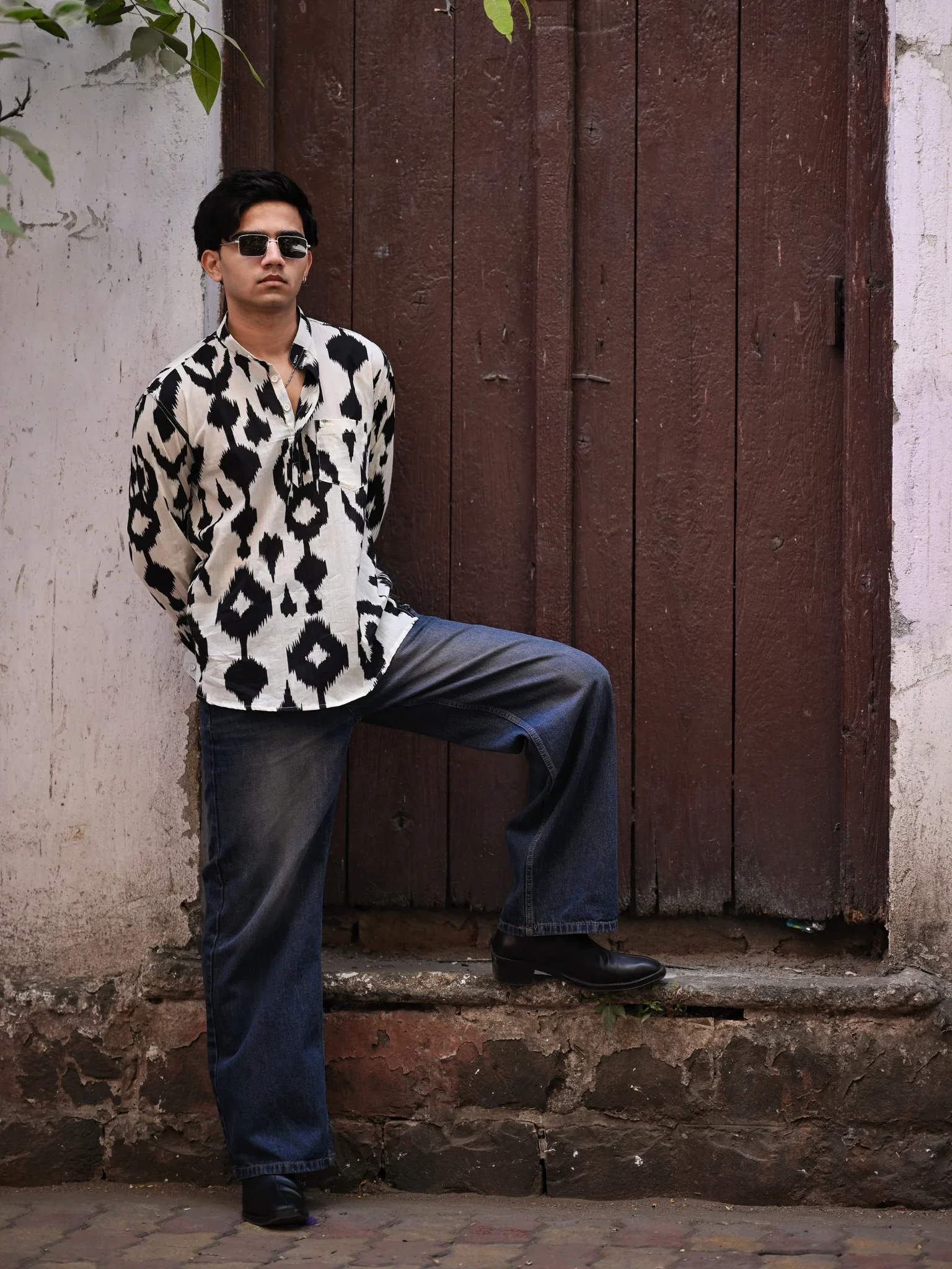 white black ikat short kurta - Image 4