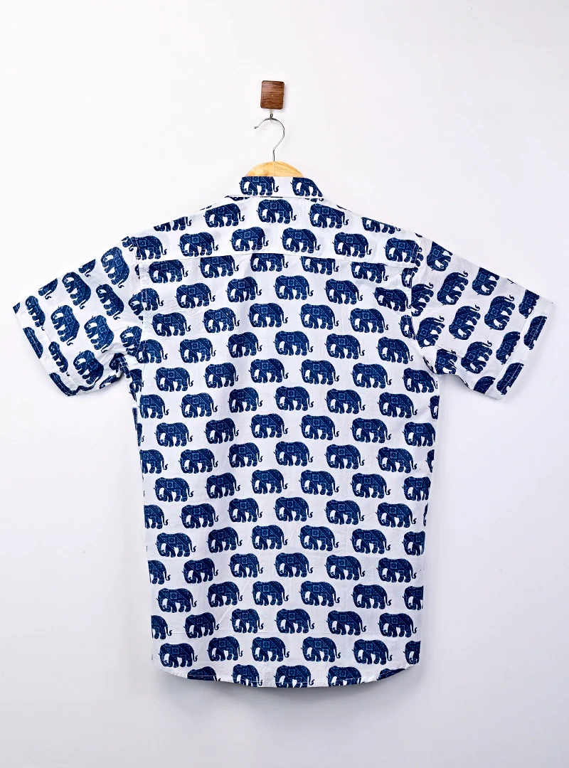 white blue elephant half sleeves shirt - Image 3