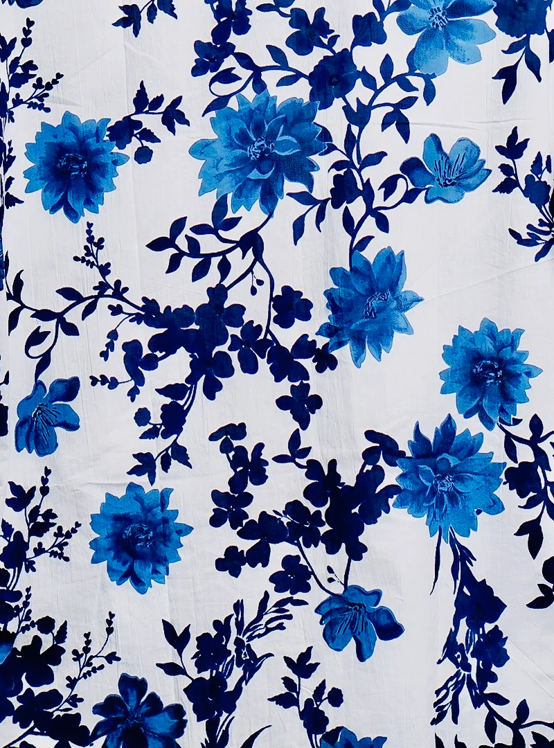 white blue flowers full-sleeves shirt - Image 4