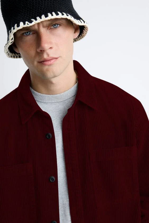 Wine Premium Corduroy Oversized Shirt - Image 2